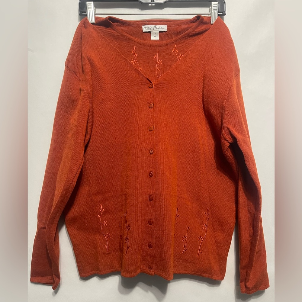 2 piece tank top with button up long sleeve Orange